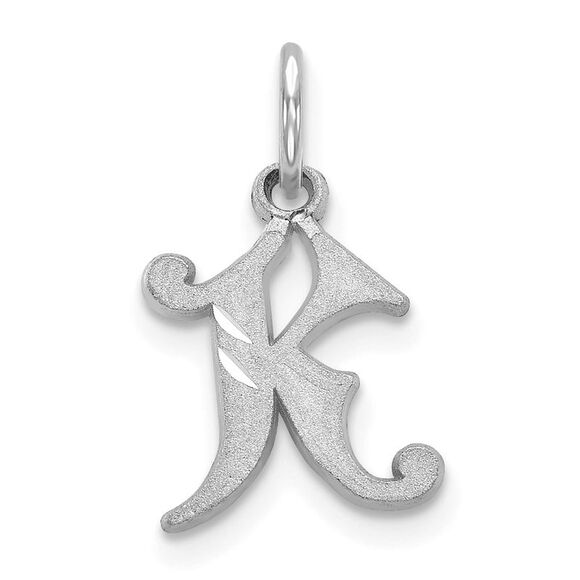 14k White Gold, Isabelle Collection, Mini Letter K Initial Charm - Picture 1 of 5